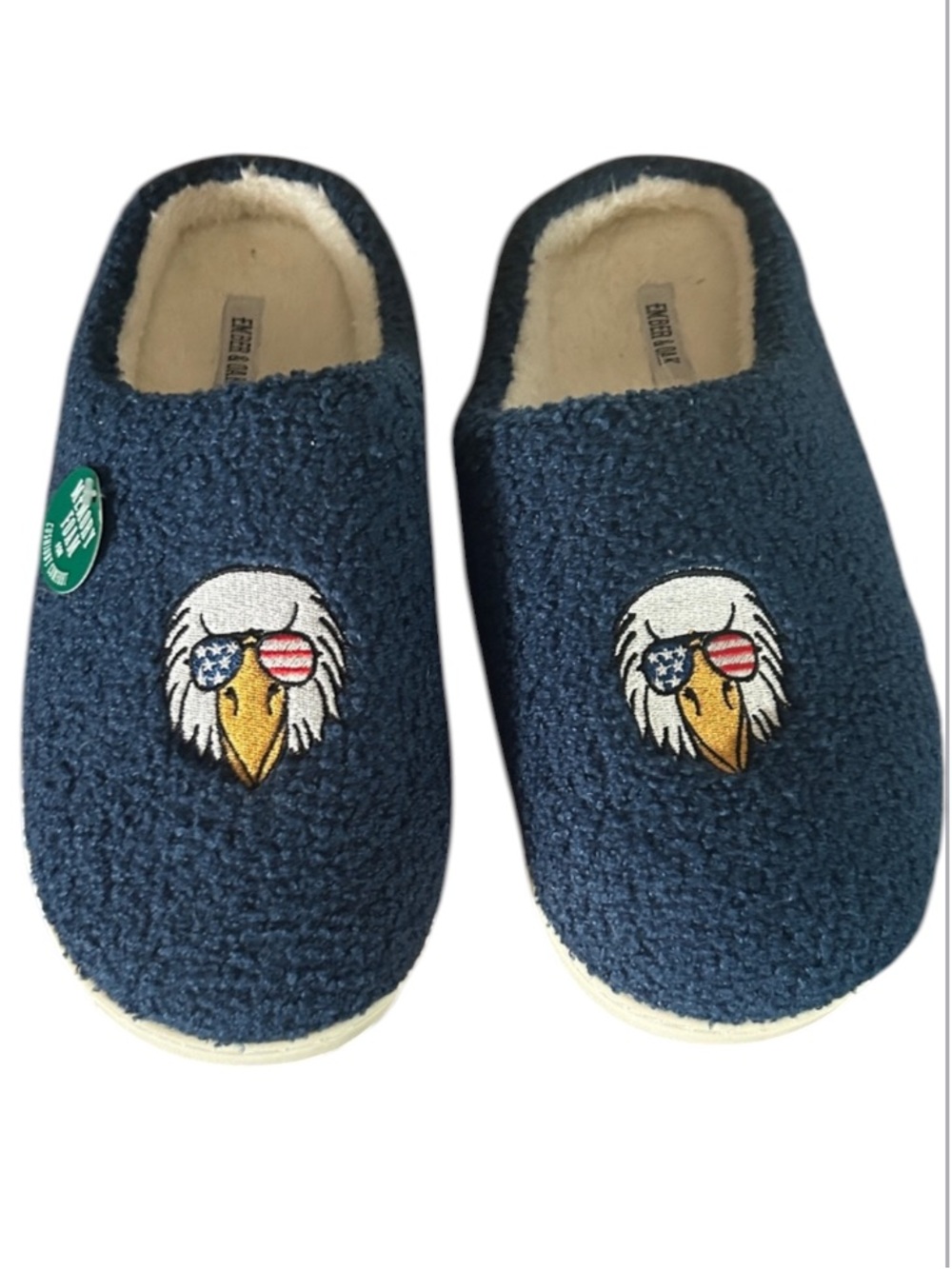 Blue Slippers with Eagle Design